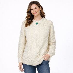 Vintage Hand Made In Greece 100% Wool Cable Knit Sweater